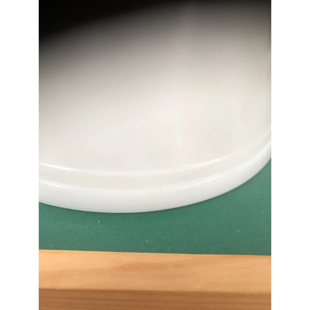 Vintage Federal White Milk Glass Oven Ware Double Band F Shield 9